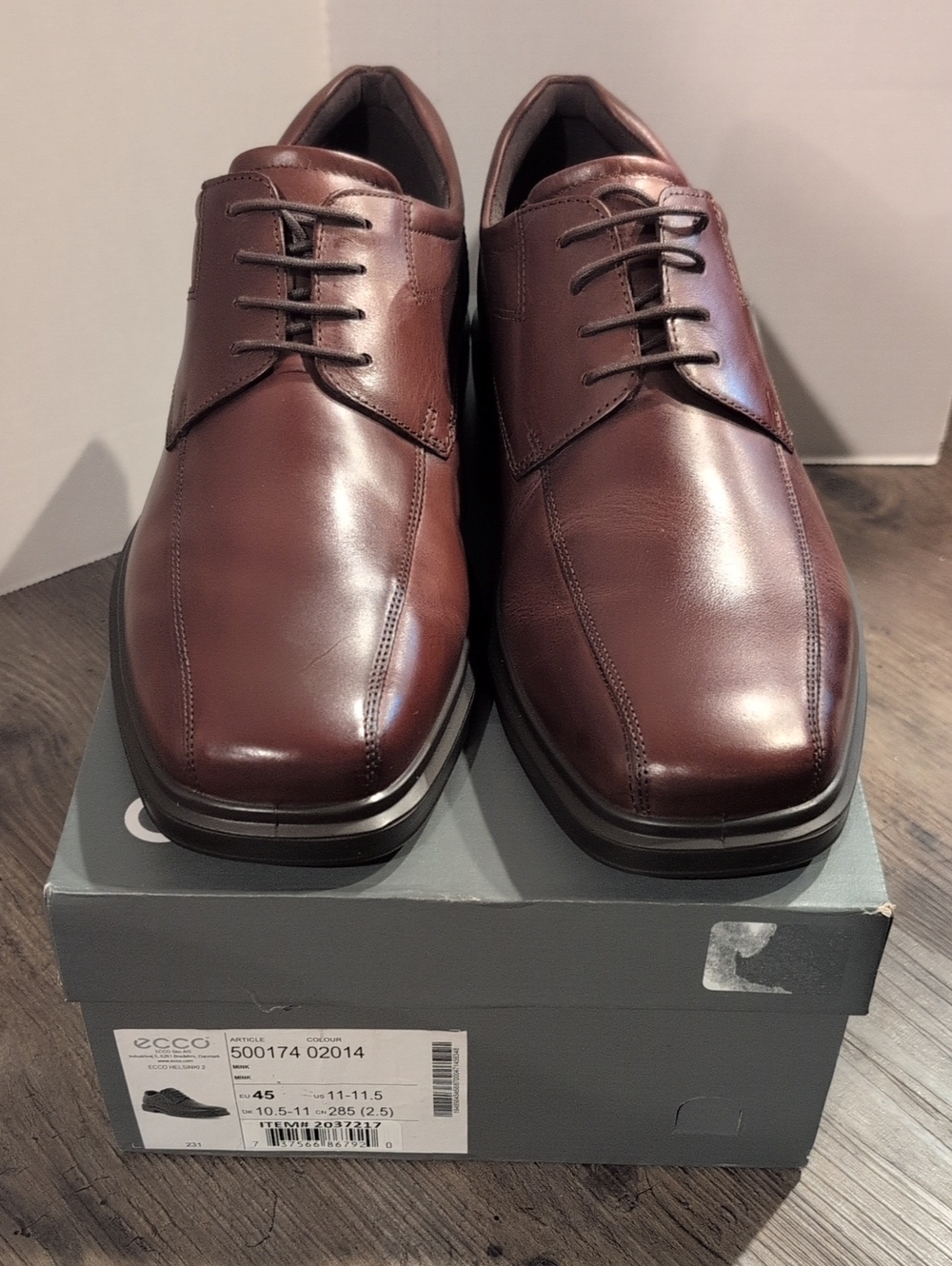 Ecco Men's Brown Leather Derby Dress Shoes